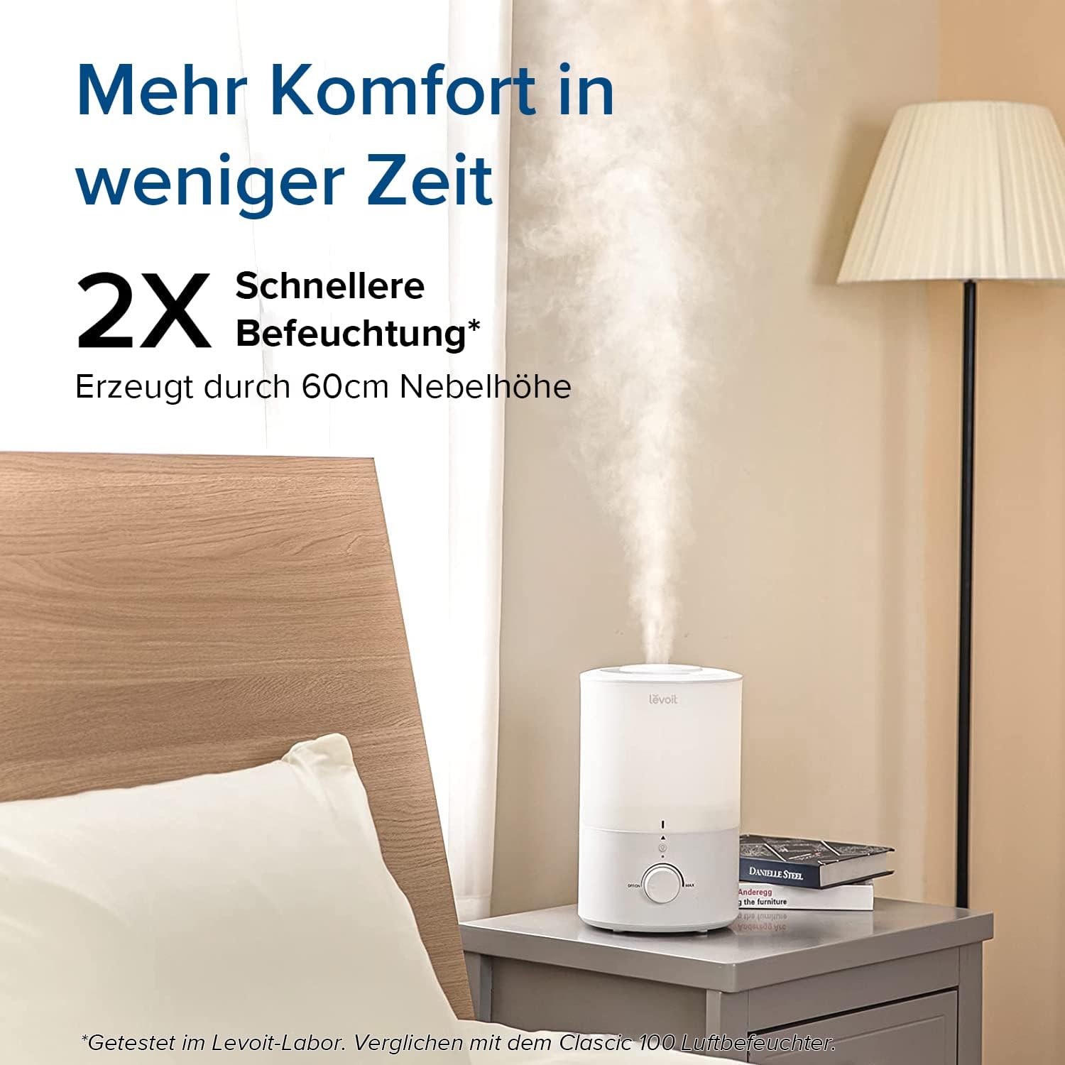 Levoit Dual 150 Luftbefeuchter | 2x schnellere Befeuchtung, erzeugt 60 cm Nebelhöhe, ideal für schnellen Komfort.