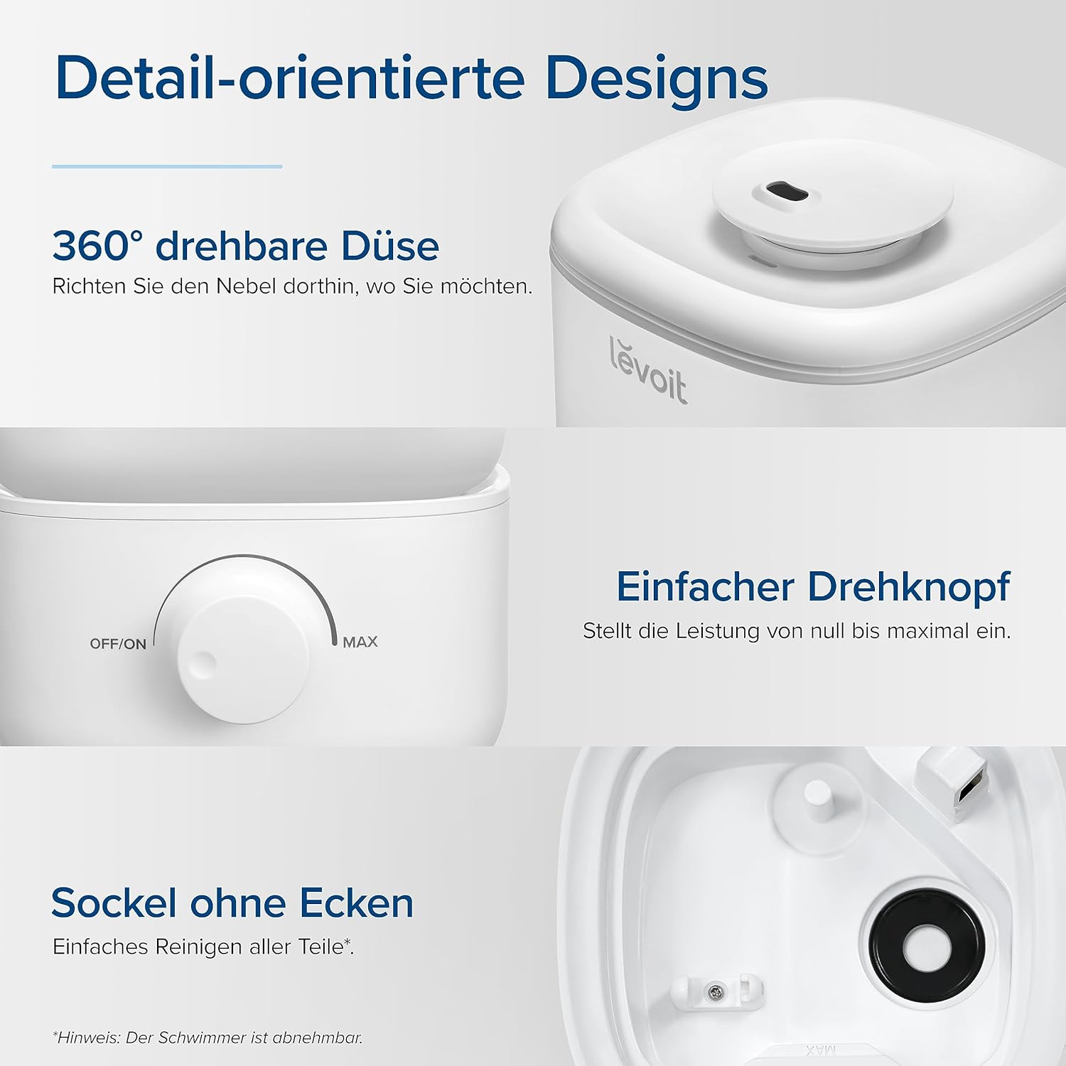 Levoit Classic 160 Luftbefeuchter mit 360 Grad Düse und einfachem Drehknopf