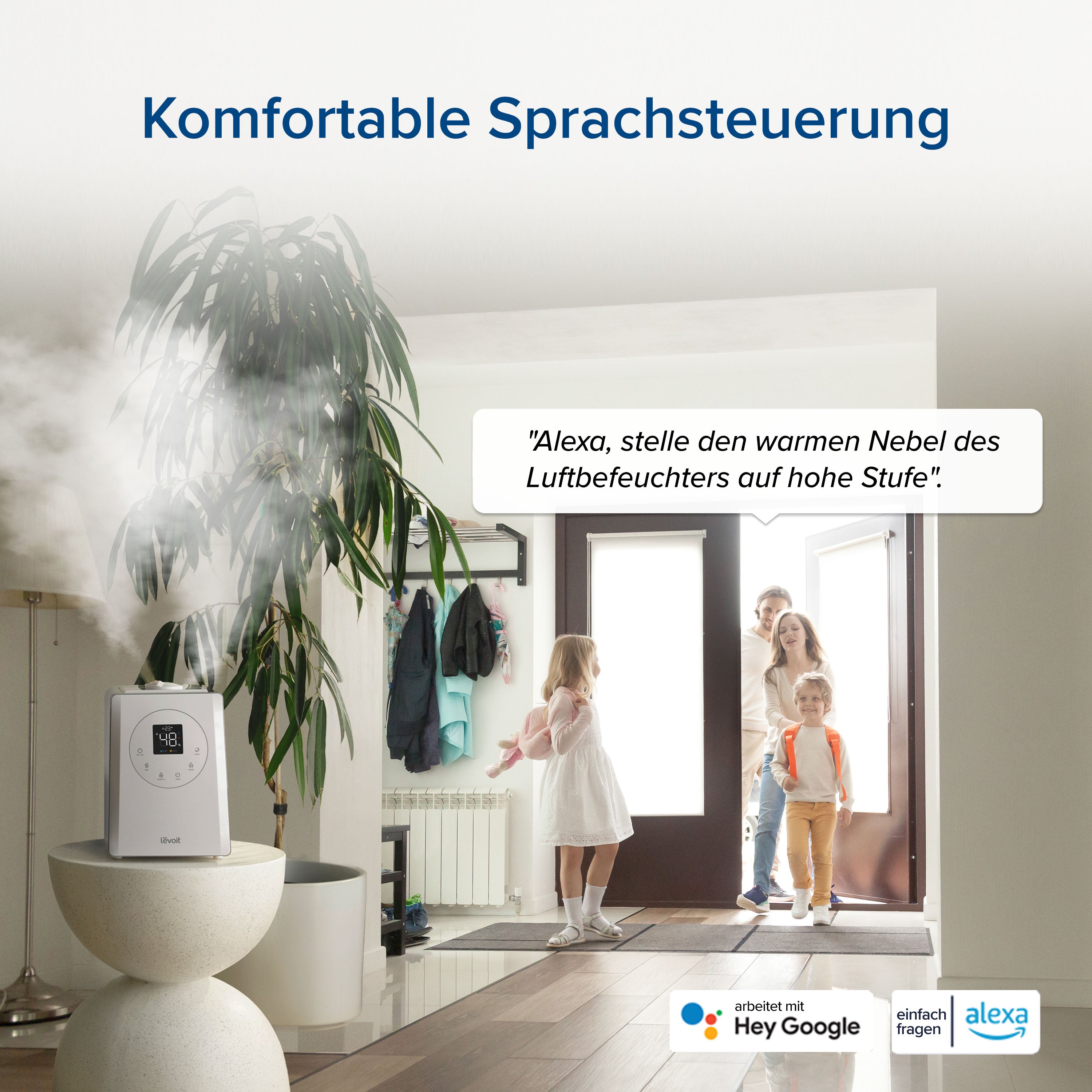 Levoit LV600S Luftbefeuchter mit Sprachsteuerung über Alexa und Google Assistant.