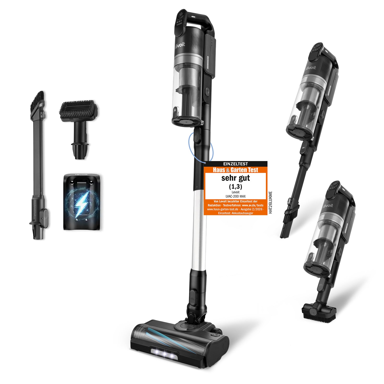 LEVOIT LVAC-200 MAX Akku Staubsauger, HEPA-Filter, Anti Tangle