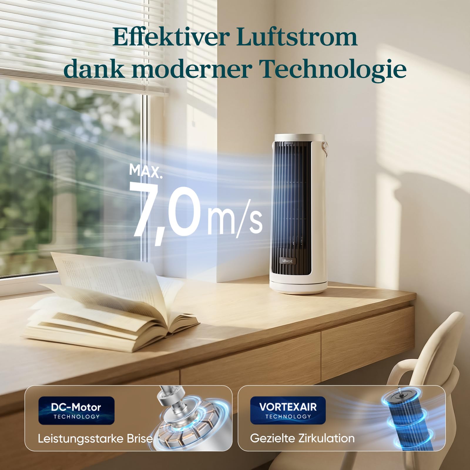 Levoit Windi Tischventilator für Schreibtisch & Nachttisch