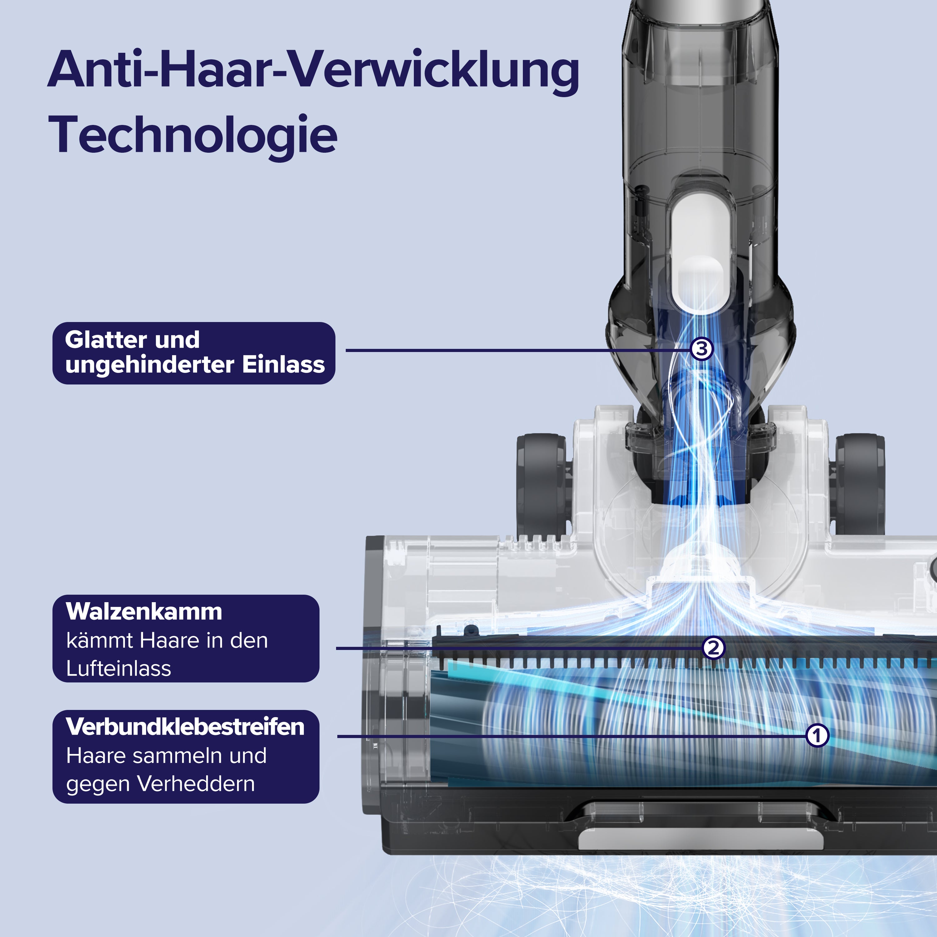 Levoit LVAC-200 Akku Staubsauger mit Anti-Haar-Verwicklung Technologie für Tierhaare.