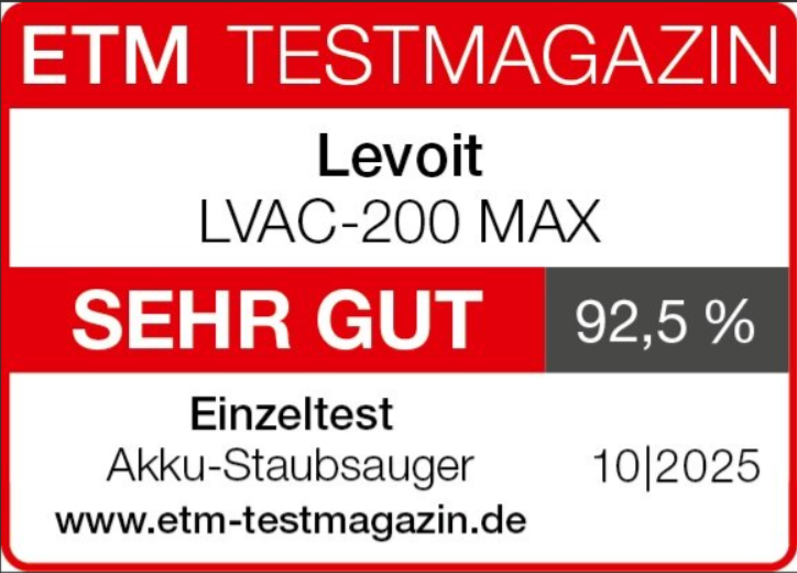 LEVOIT LVAC-200 MAX Akku Staubsauger, HEPA-Filter, Anti Tangle