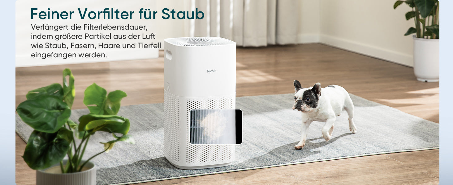 Levoit Core® 600S Luftreiniger mit feinem Vorfilter, entfernt Staub, Haare und Fasern, verlängert die Lebensdauer des Filters
