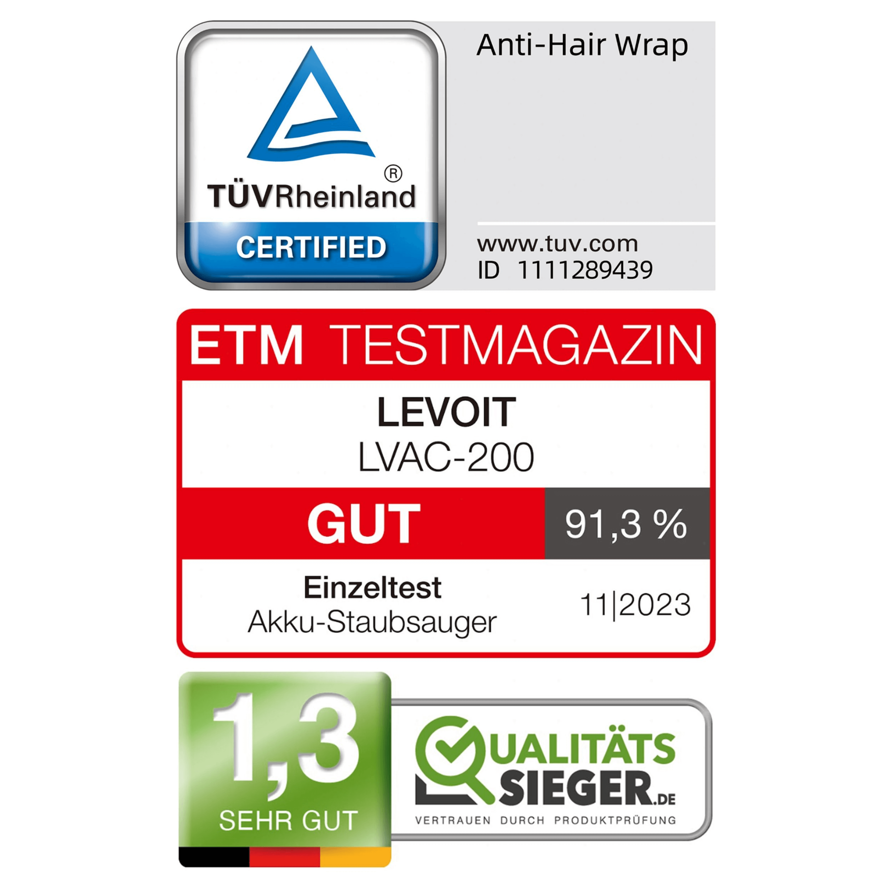 Levoit LVAC-200 Akku-Staubsauger - Grau Edition