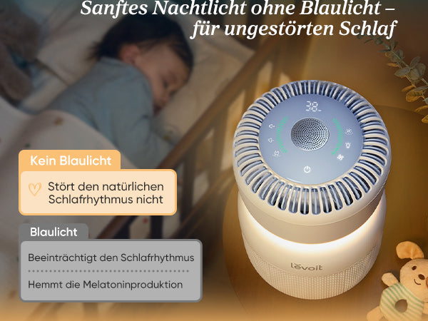 Levoit Sprout Luftreiniger – Sanftes Nachtlicht ohne Blaulicht, für einen ungestörten Schlaf ohne Beeinträchtigung des Schlafrhythmus