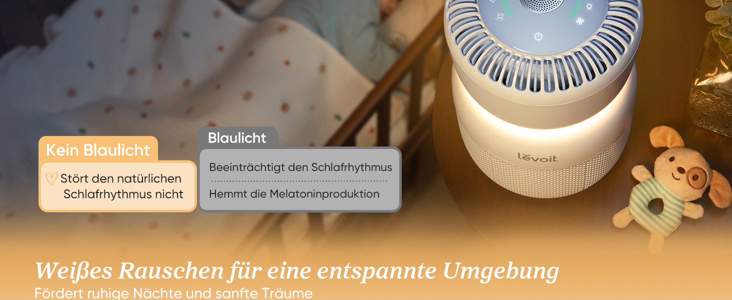 Levoit Sprout Luftreiniger – Sanftes Nachtlicht ohne Blaulicht, für einen ungestörten Schlaf ohne Beeinträchtigung des Schlafrhythmus