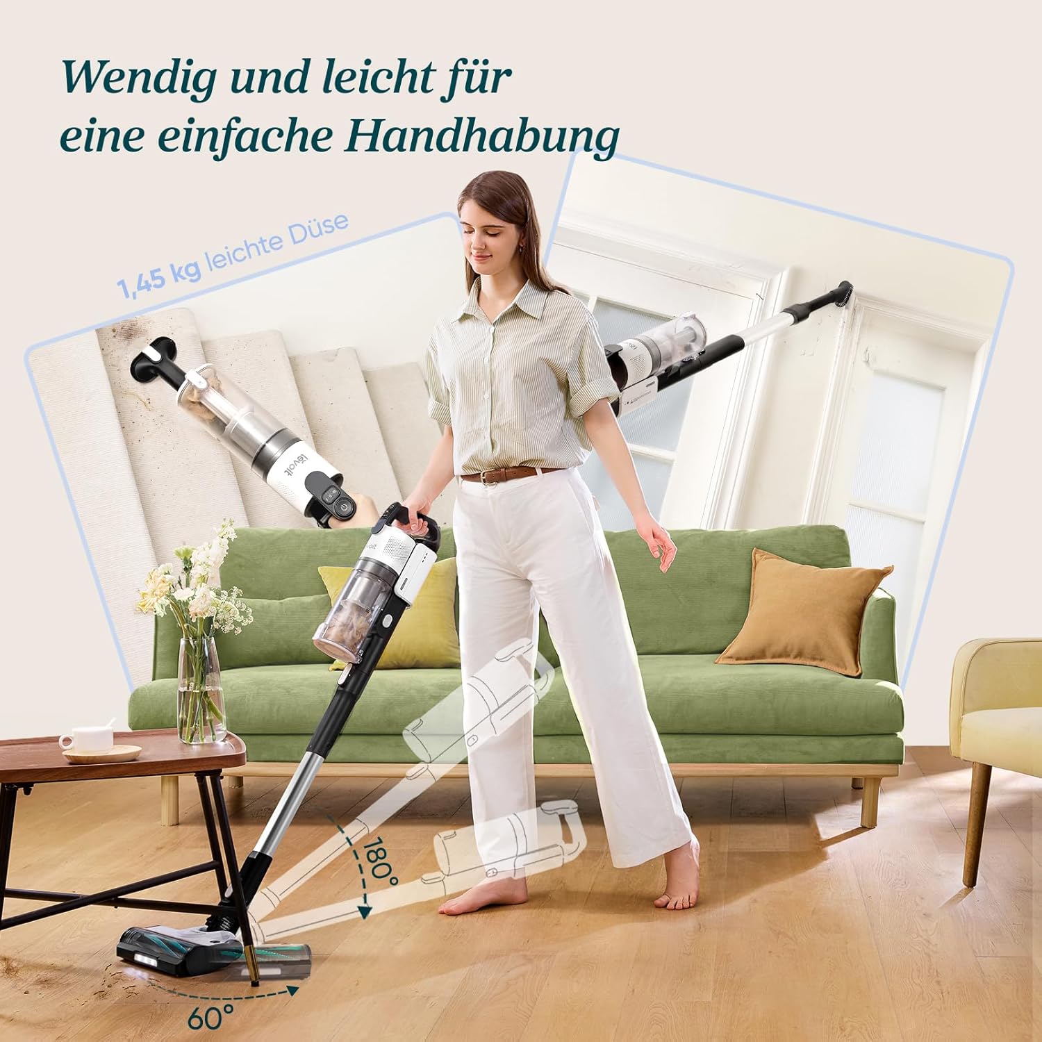 Levoit LVAC-200 Akku Staubsauger leicht und wendig für einfache Handhabung.