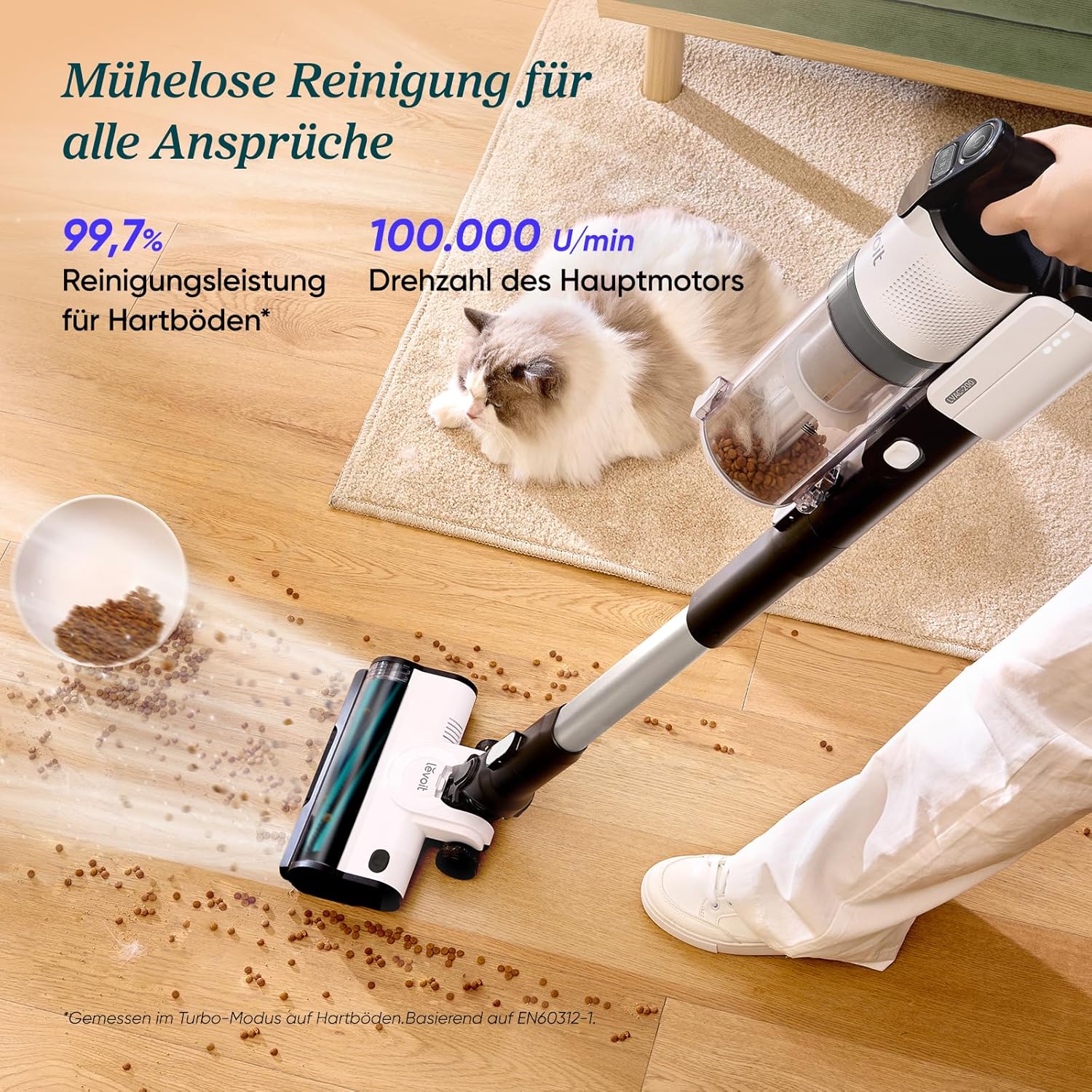 Levoit LVAC-200 Akku-Staubsauger mit starker Saugkraft für Hartböden und Tierhaare