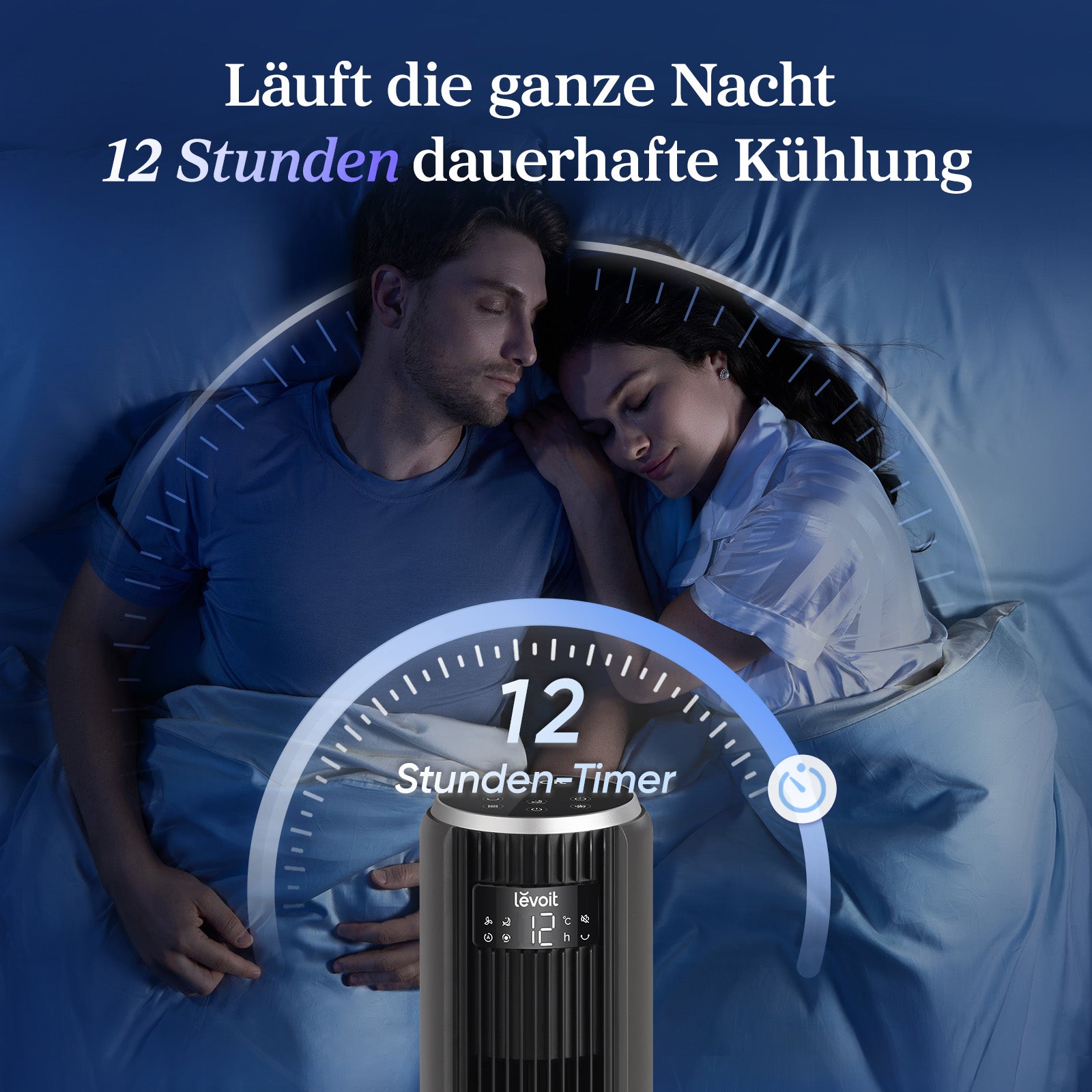 Levoit Turmventilator 36AC – Leiser Säulenventilator mit Schlafmodus & Fernbedienung | Mattgrau