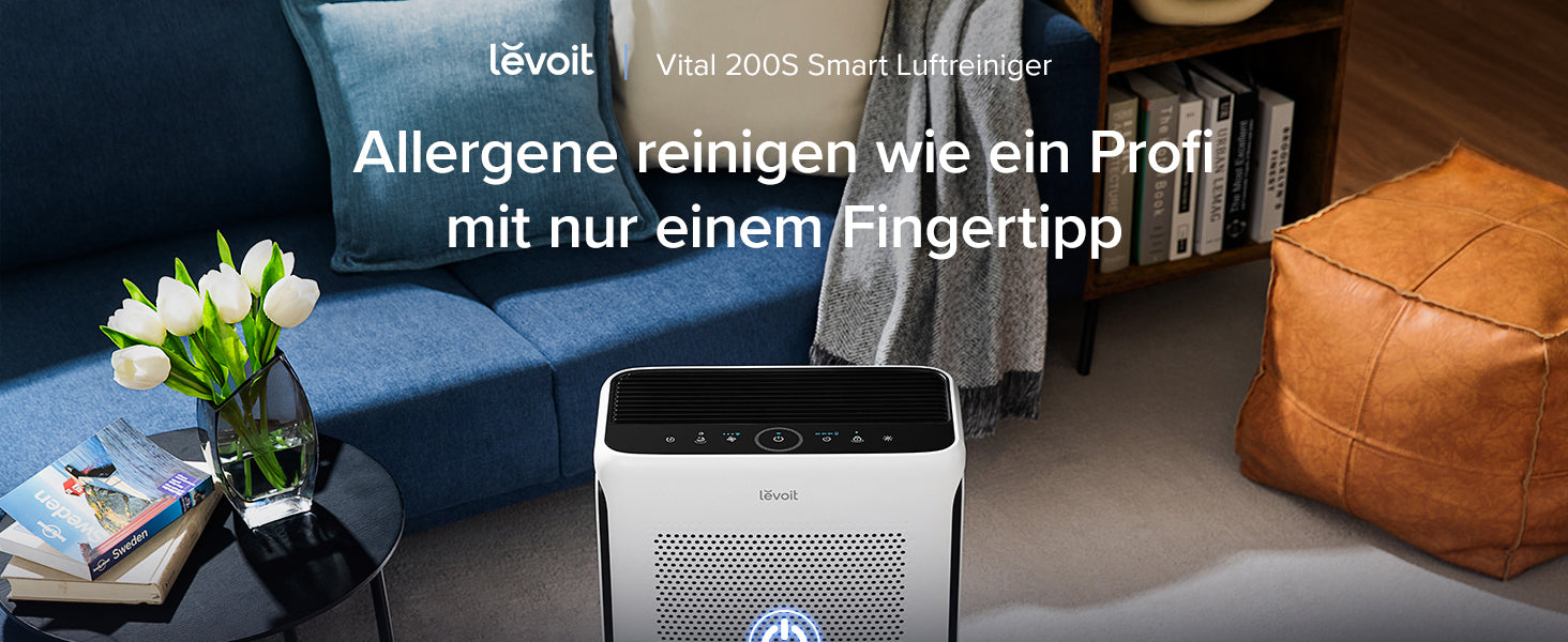 Levoit Vital 200S Luftreiniger für effektive Luftreinigung, entfernt Allergene, Tierhaare und Gerüche, ideal für Haustierbesitzer.