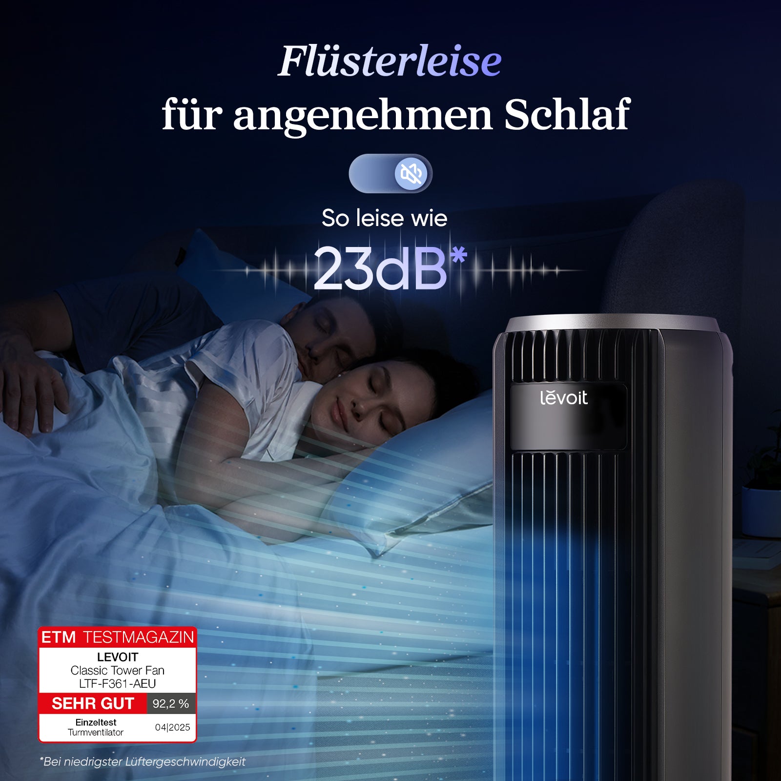 Levoit Turmventilator 36AC – Leiser Säulenventilator mit Schlafmodus & Fernbedienung | Mattgrau