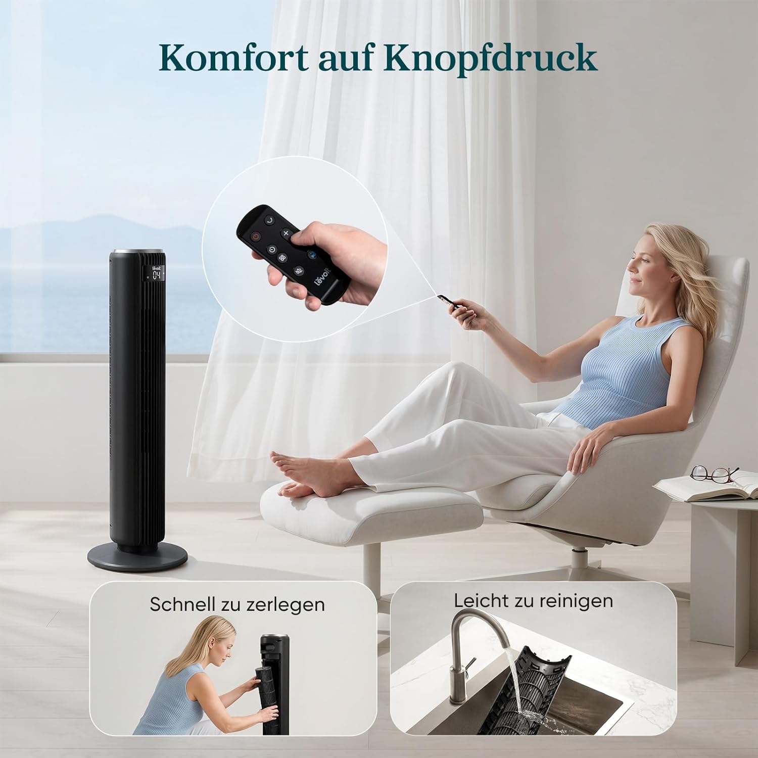 LEVOIT Classic36AC Turmventilator Schwarz
