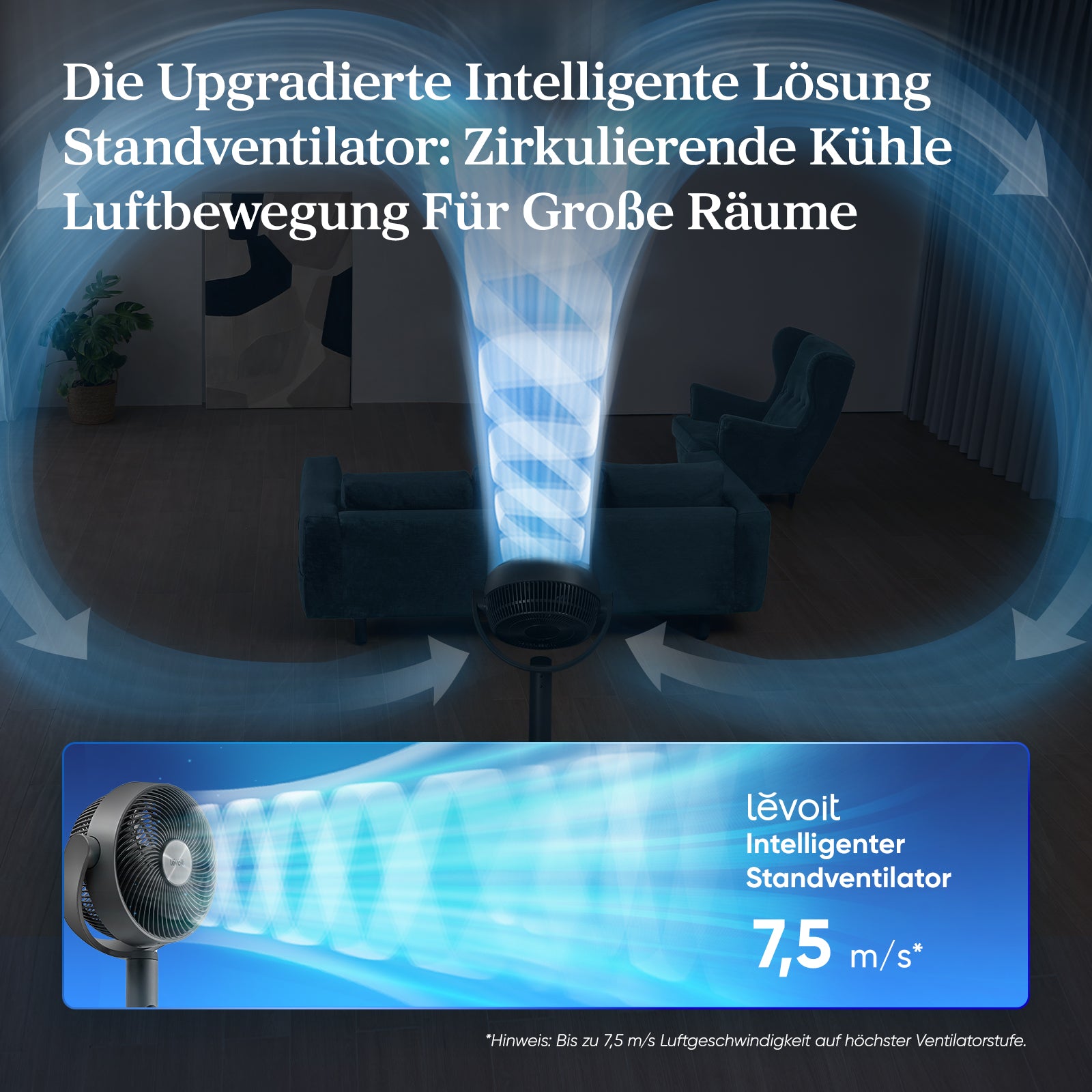 Levoit leiser Standventilator mit App-Steuerung