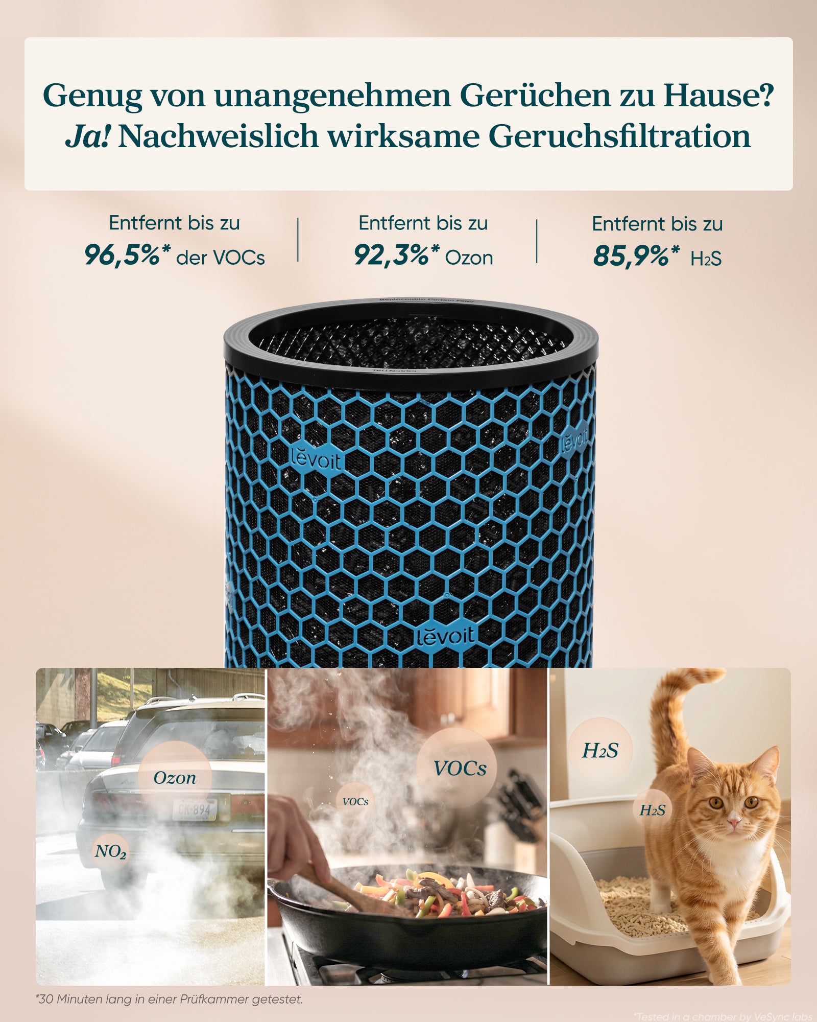 Levoit Eleva 300X Luftreiniger Basis-Aktivkohlefilter