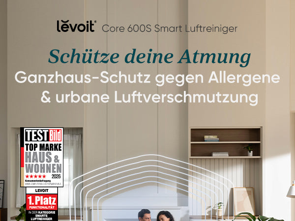 Levoit Luftreiniger, ausgezeichnet mit dem 1. Platz für Funktionalität in der Kategorie Smarte Luftreiniger, TestBild 2026.