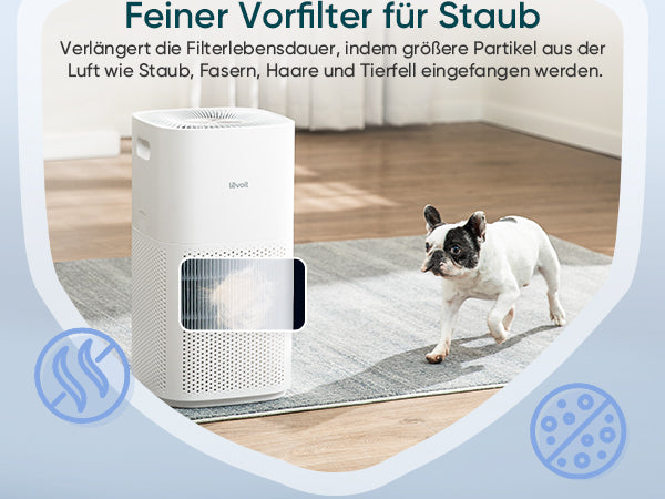 Levoit Core® 600S Luftreiniger mit feinem Vorfilter, entfernt Staub, Haare und Fasern, verlängert die Lebensdauer des Filters